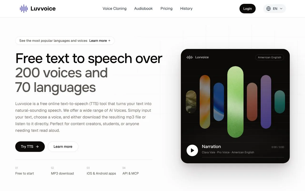 Luvvoice homepage screenshot