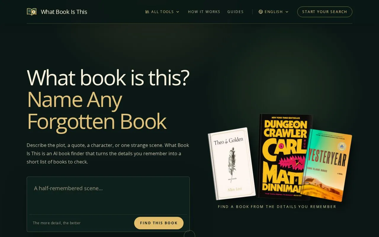 What Book Is This homepage screenshot