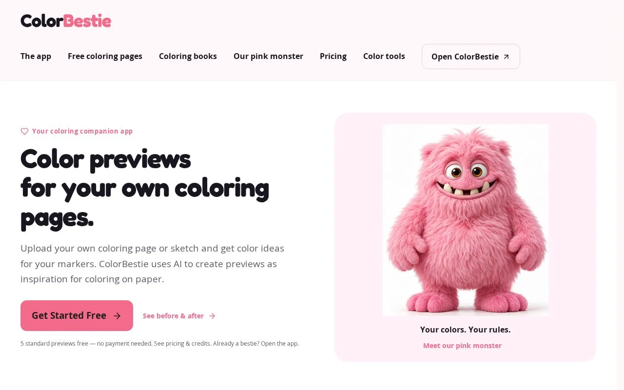 ColorBestie homepage screenshot