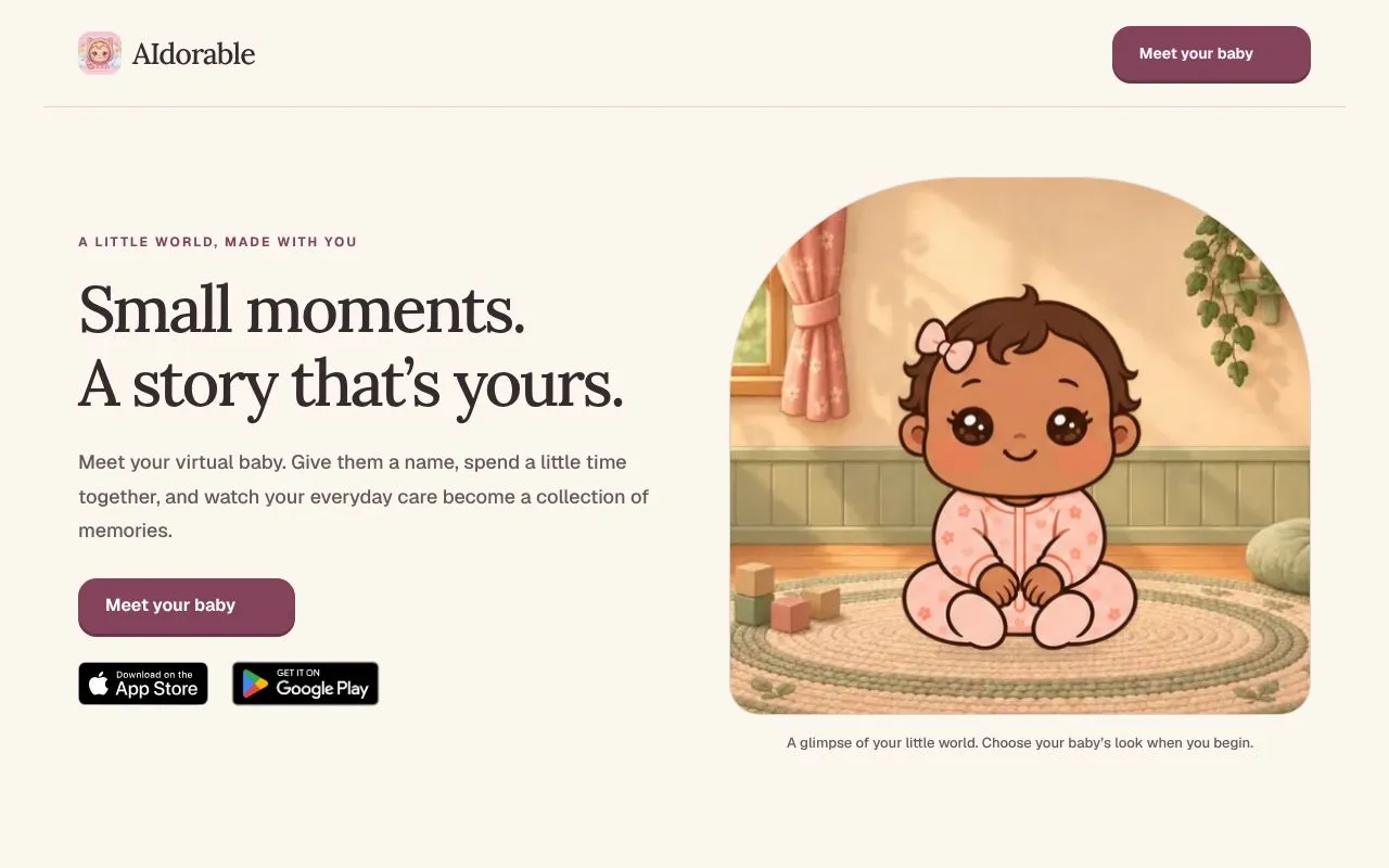 AIdorable homepage screenshot