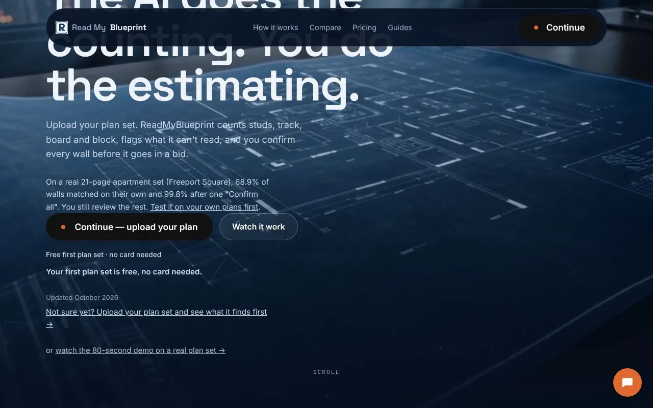 ReadMyBlueprint homepage screenshot
