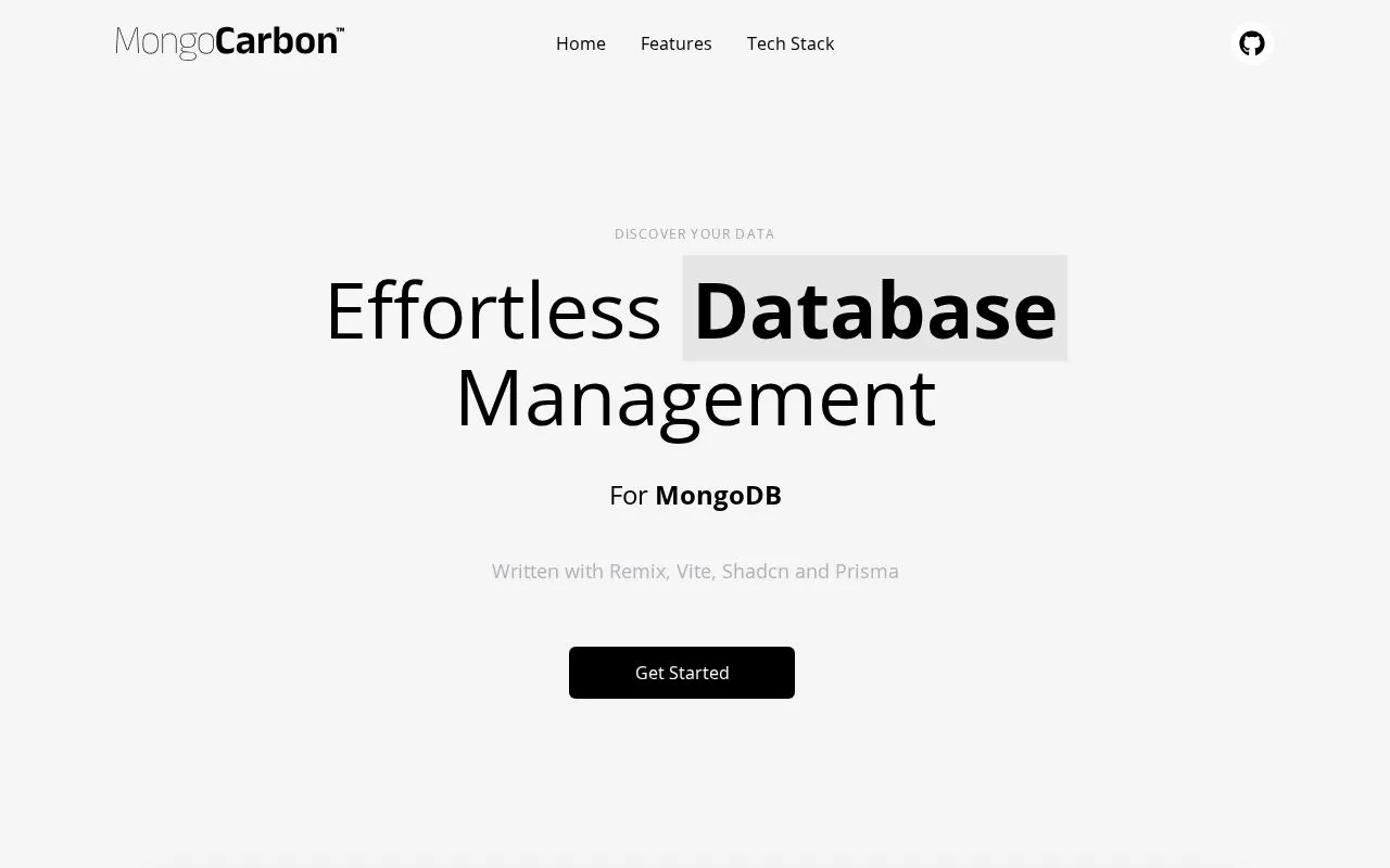 MongoCarbon homepage screenshot