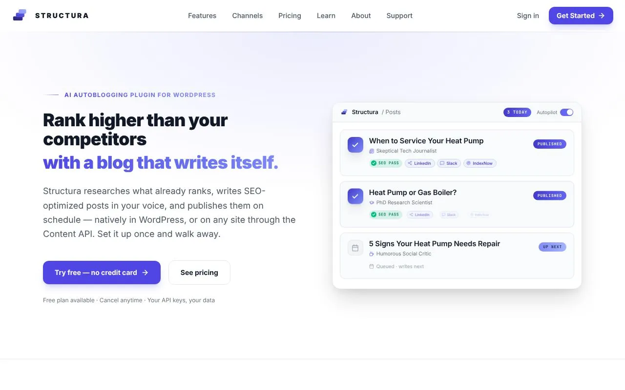 Structura homepage screenshot