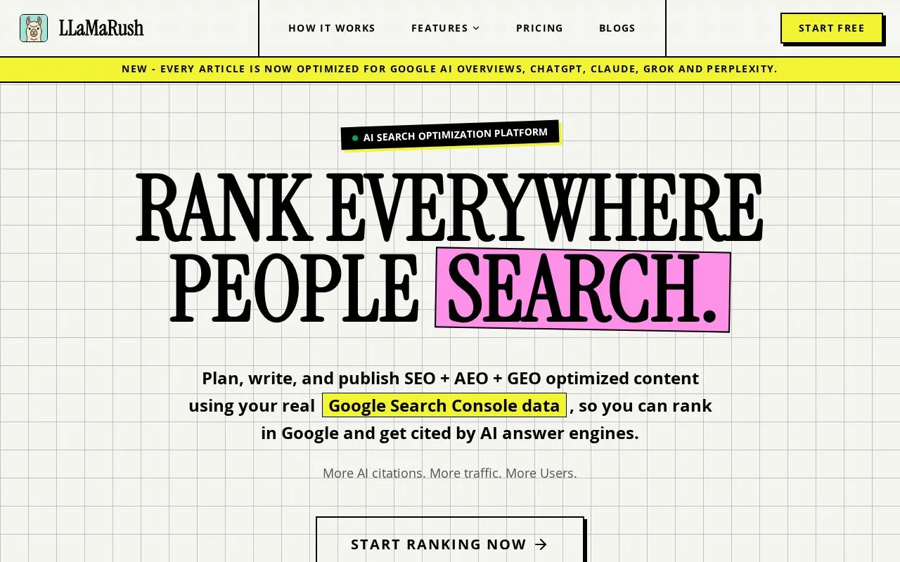 LLaMaRush homepage screenshot