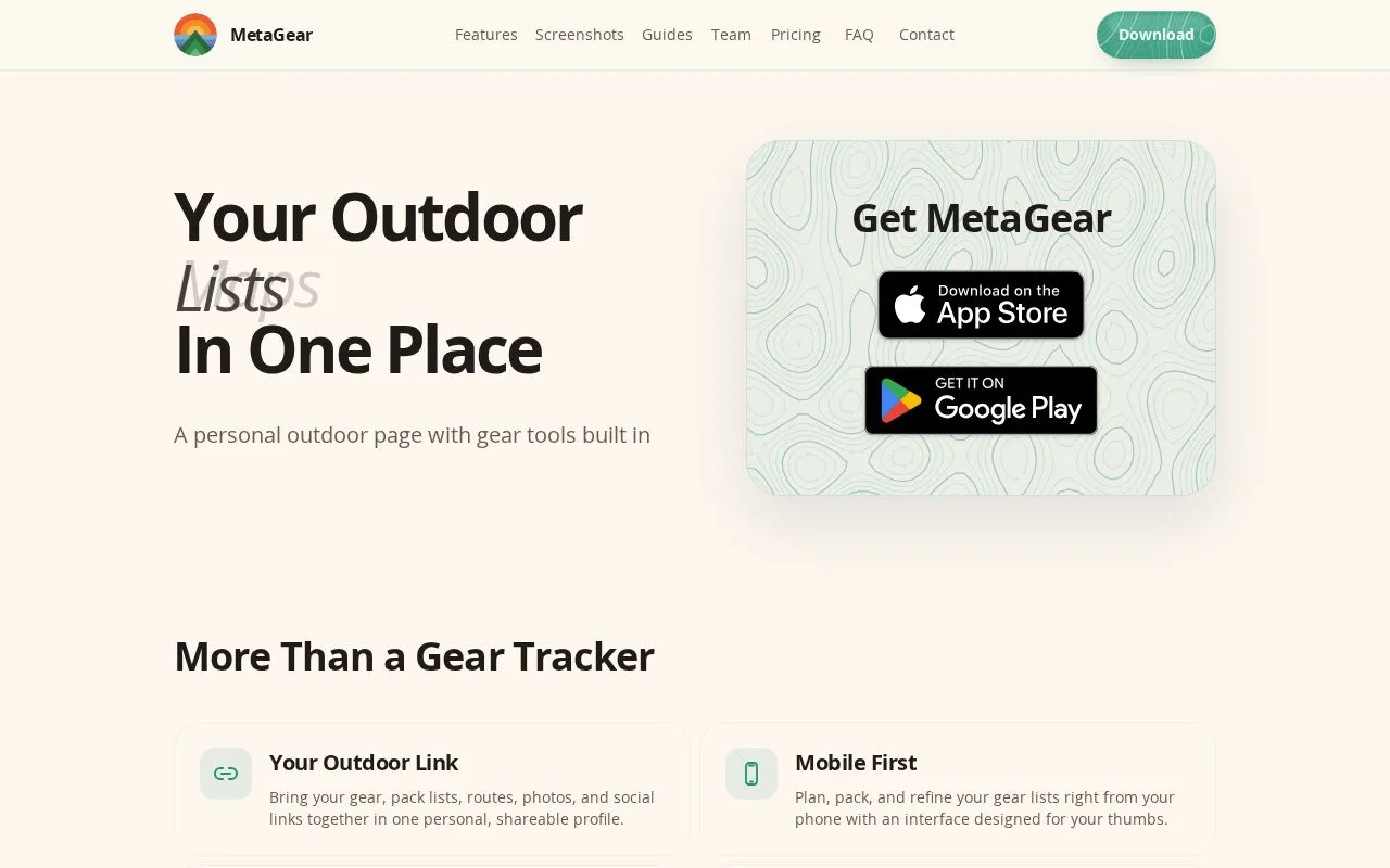 MetaGear homepage screenshot