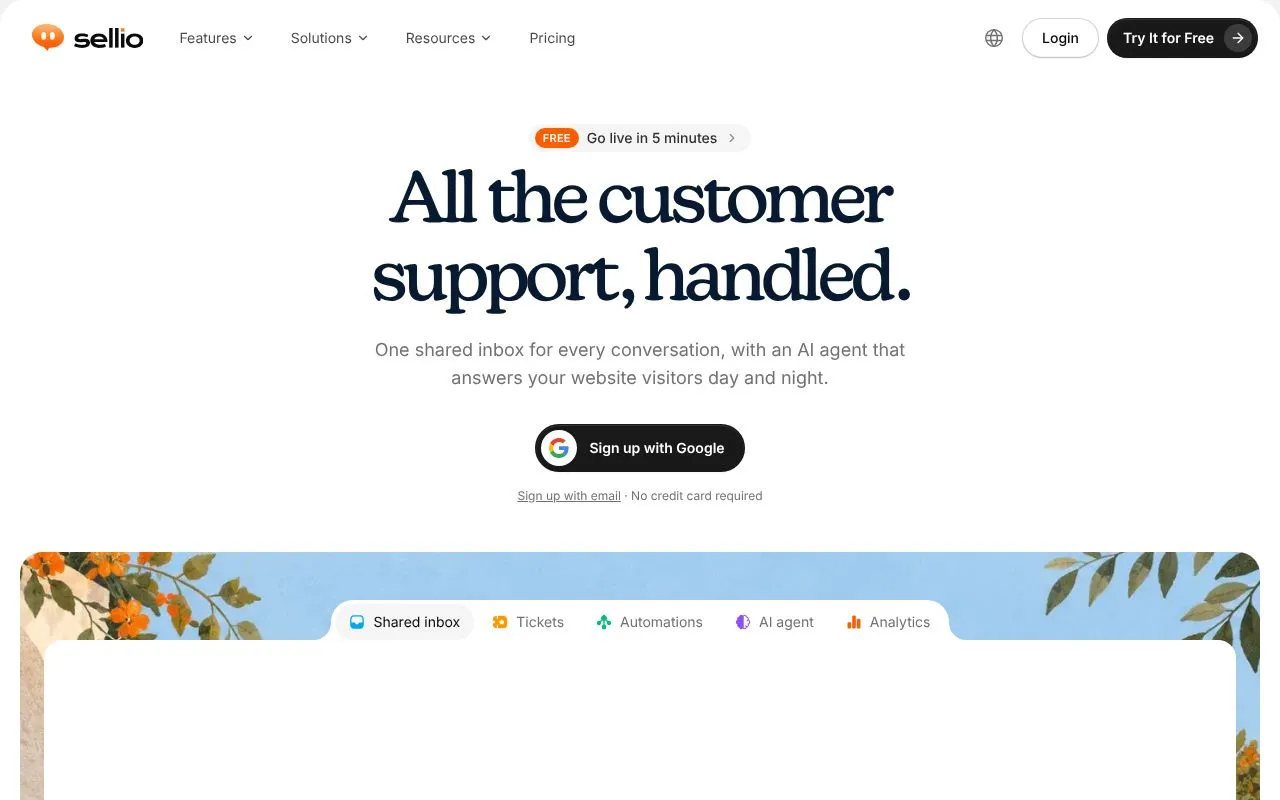 Sellio homepage screenshot