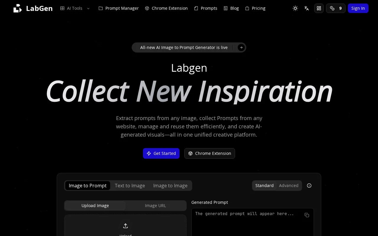 LabGen homepage screenshot