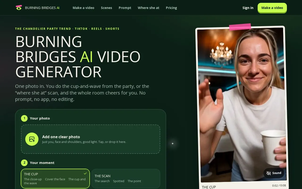 Burning Bridges AI homepage screenshot