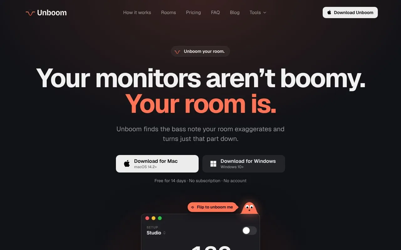 Unboom homepage screenshot