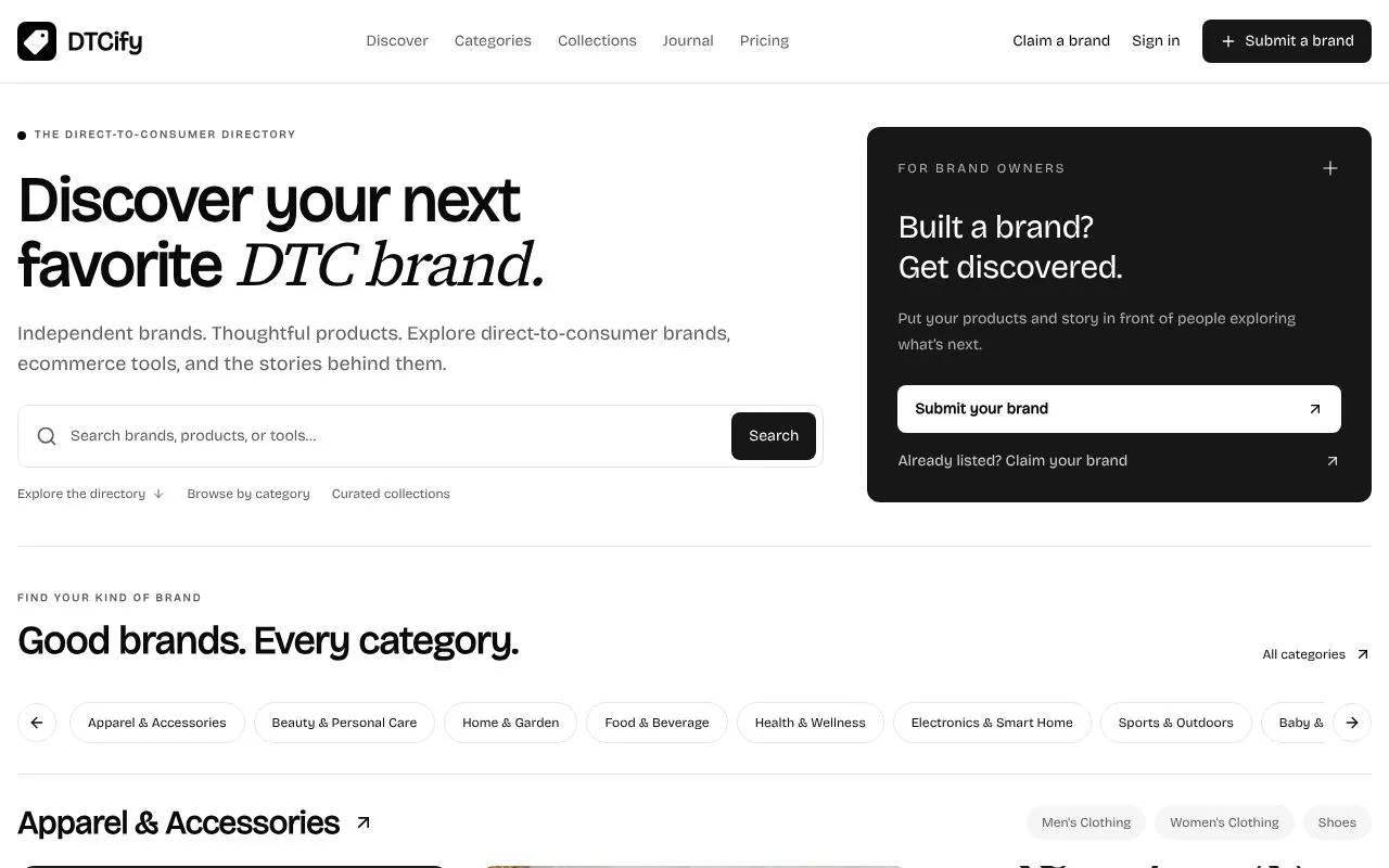 DTCify homepage screenshot