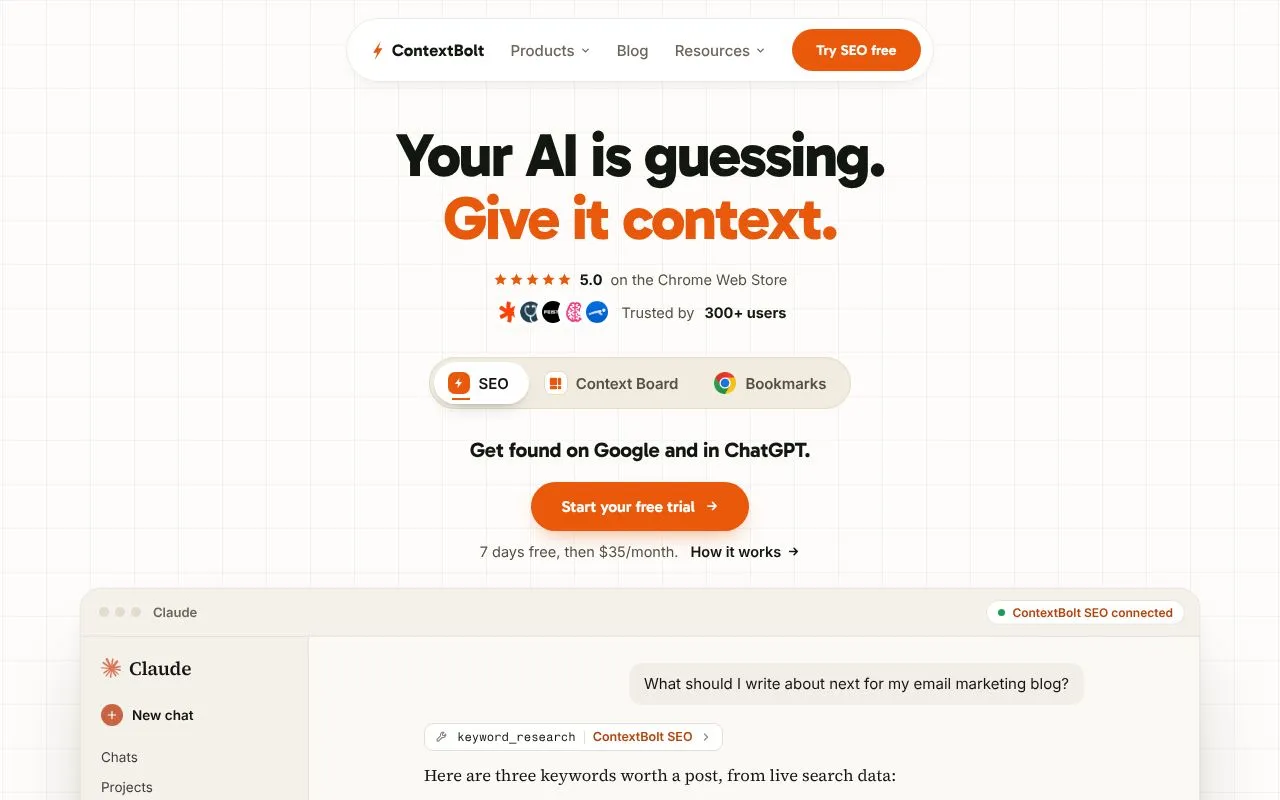 ContextBolt homepage screenshot