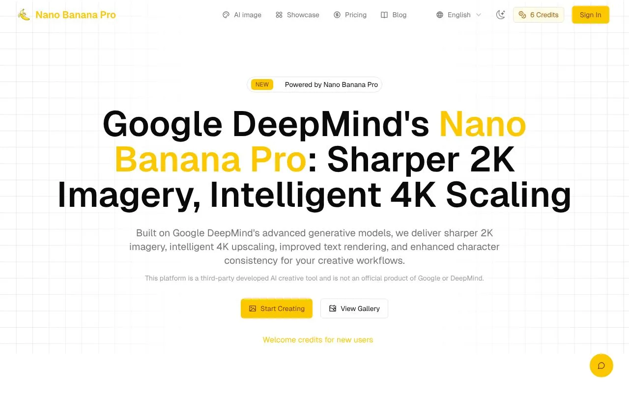 Nano Banana Pro homepage screenshot