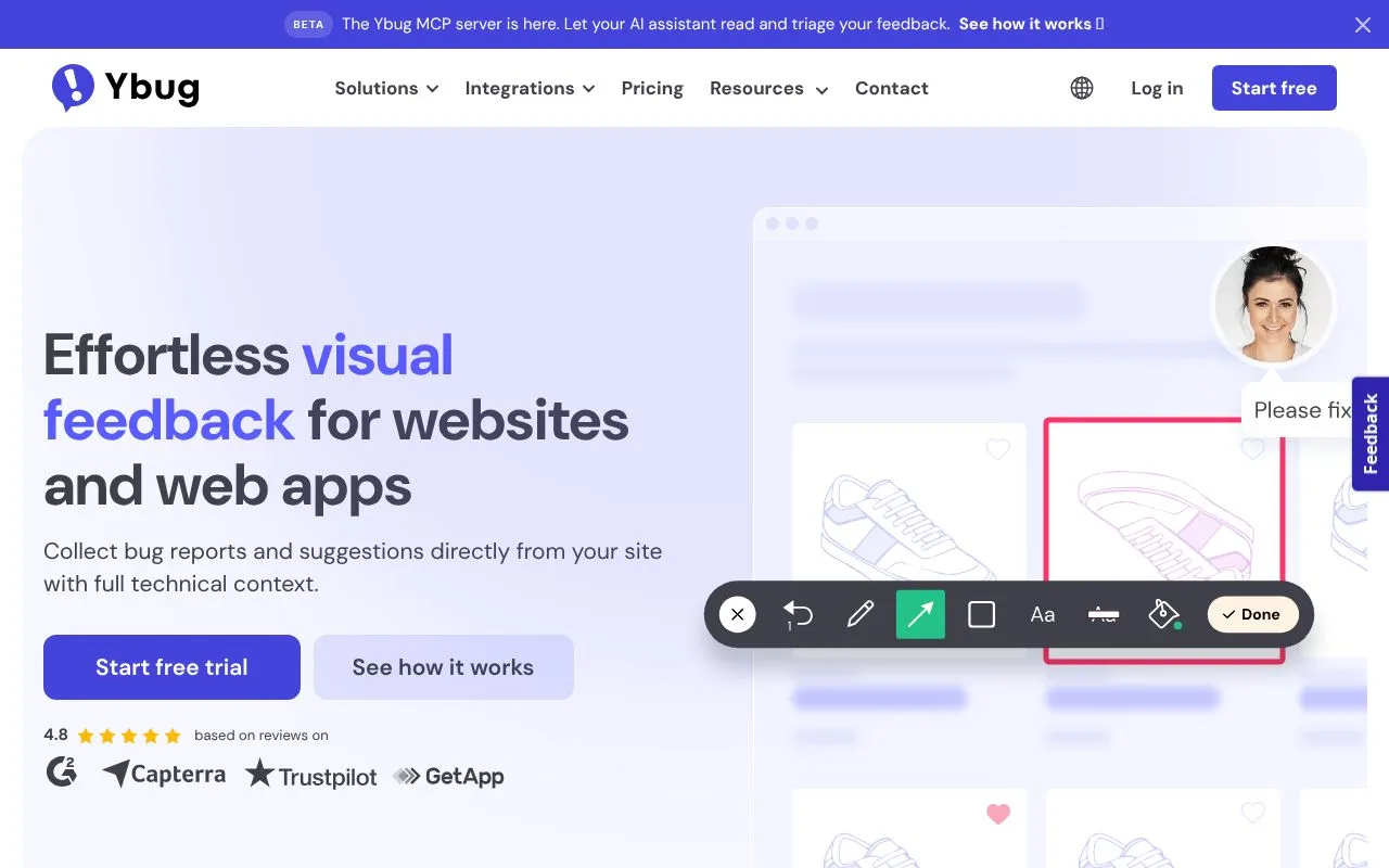 Ybug homepage screenshot