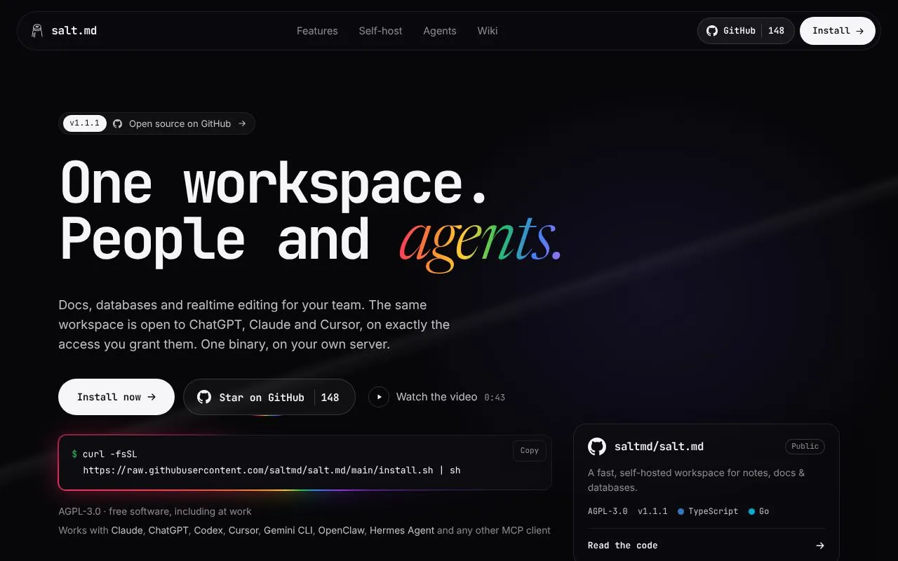 salt.md homepage screenshot