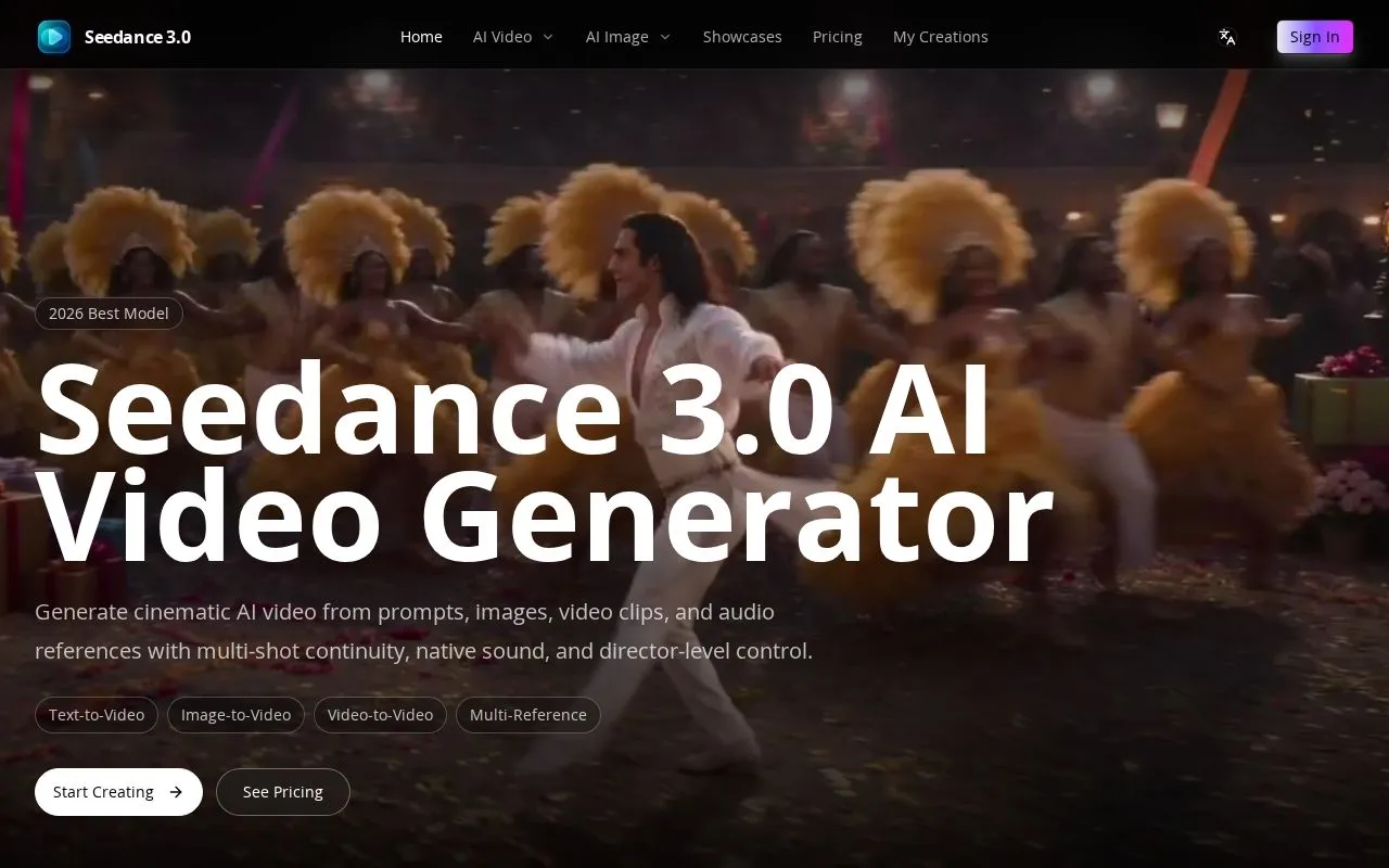 Seedance 3.0 homepage screenshot