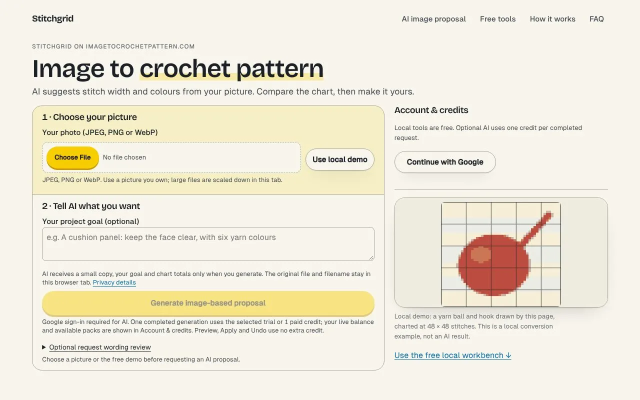 Stitchgrid homepage screenshot