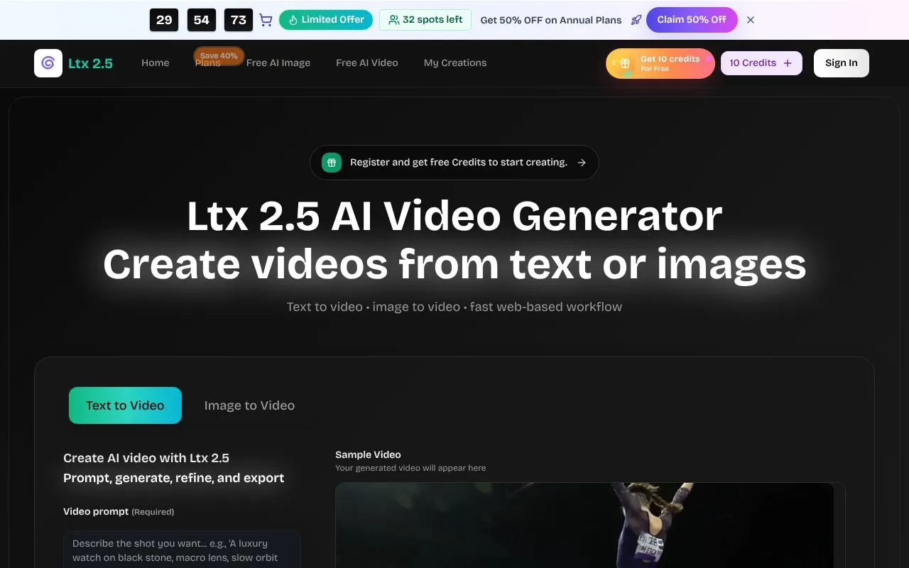Ltx 2.5 homepage screenshot