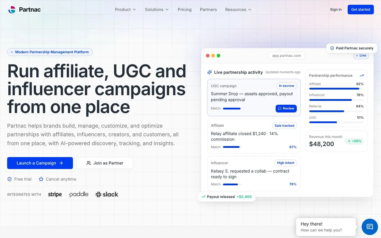 Partnac homepage screenshot