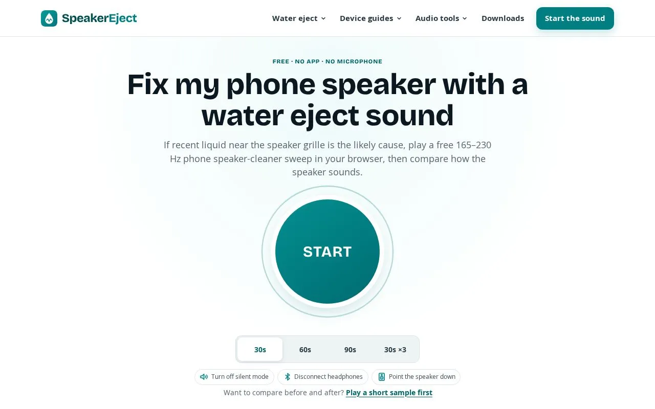 SpeakerEject homepage screenshot