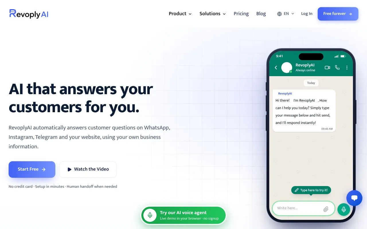 RevoplyAI homepage screenshot