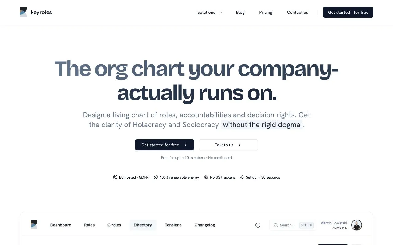 keyroles homepage screenshot