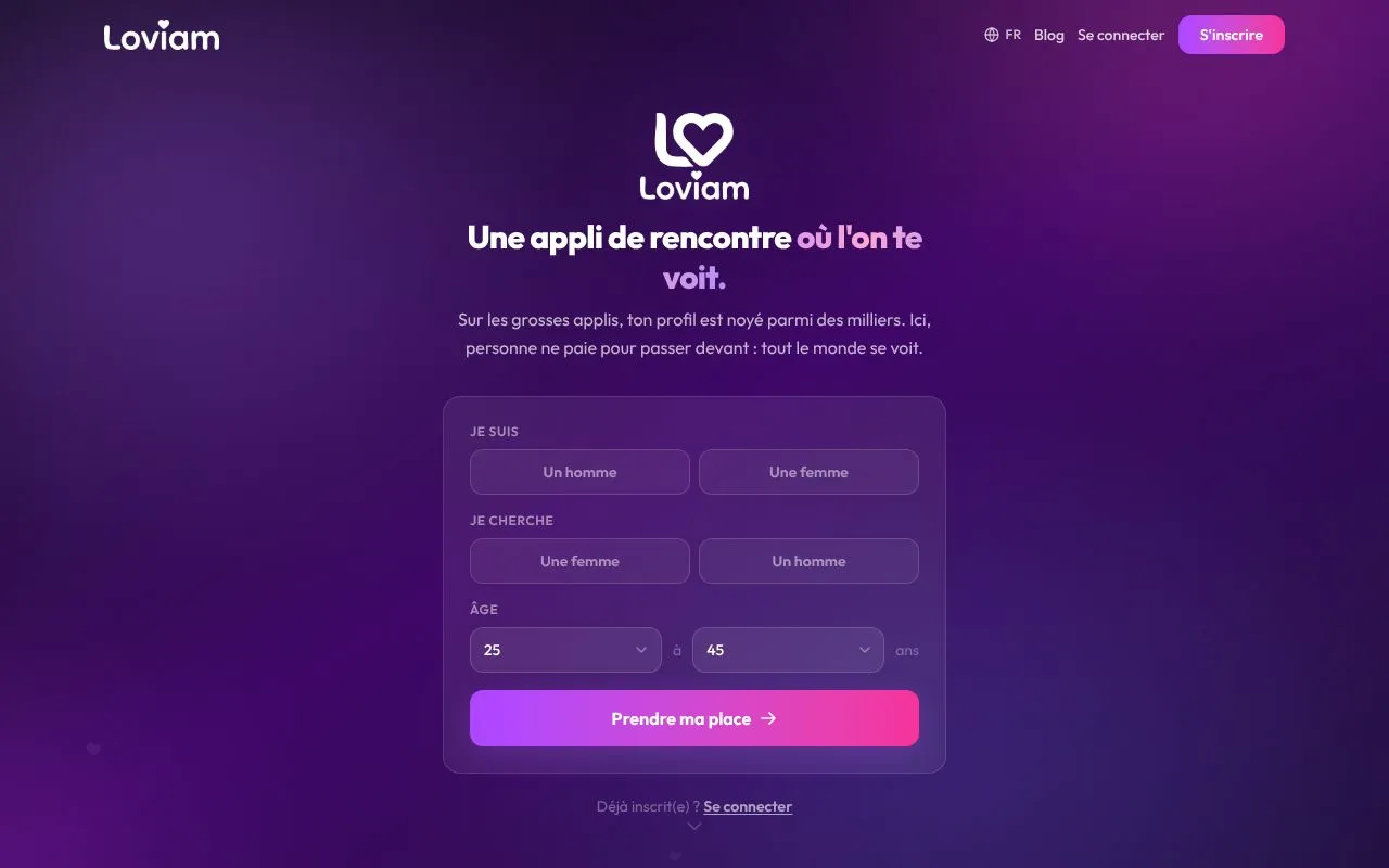 Loviam homepage screenshot