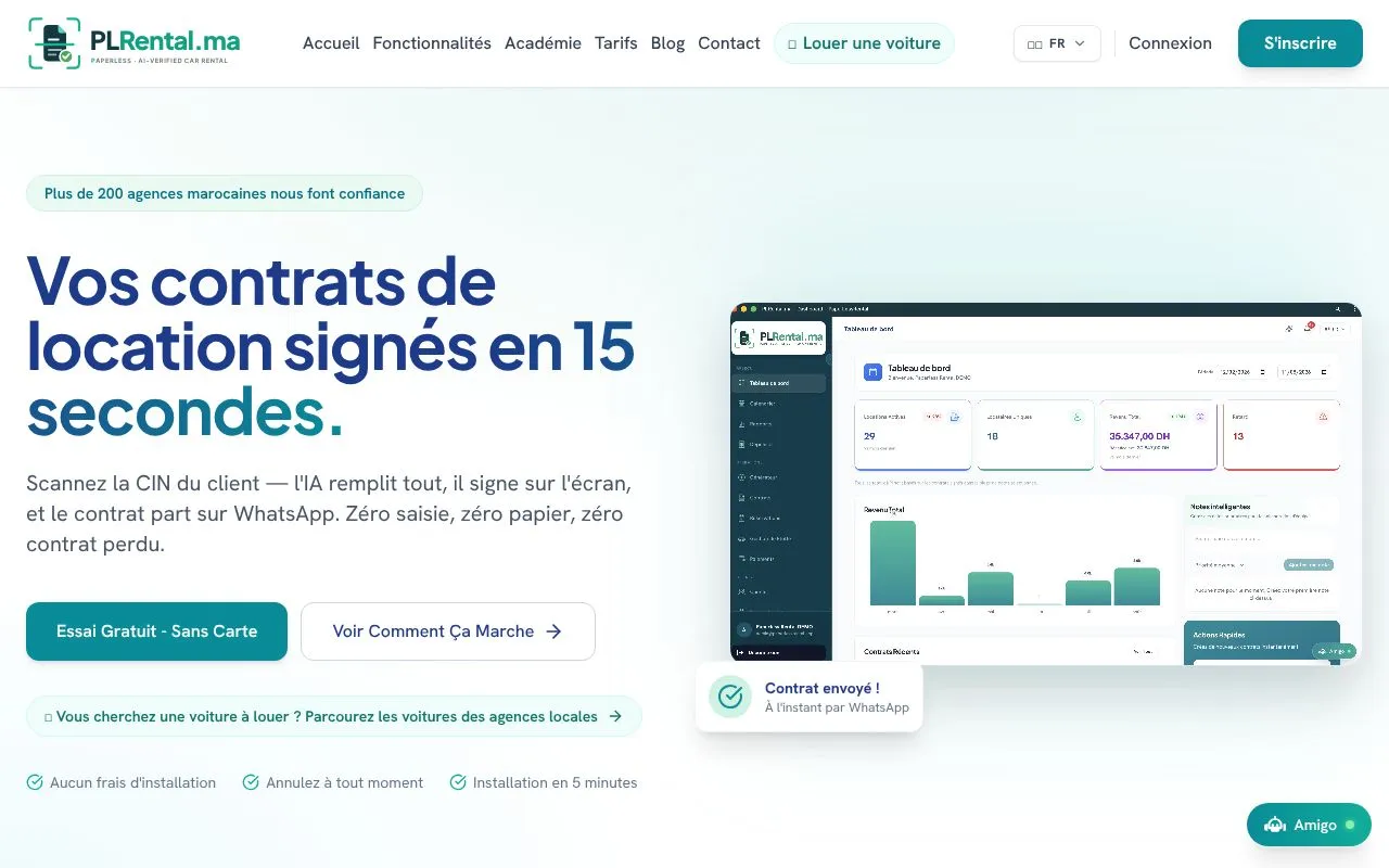 PLRental.ma homepage screenshot
