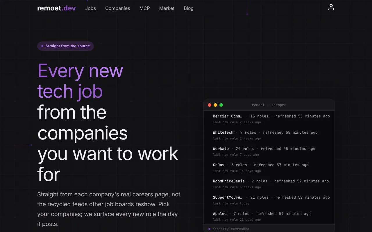 remoet.dev homepage screenshot
