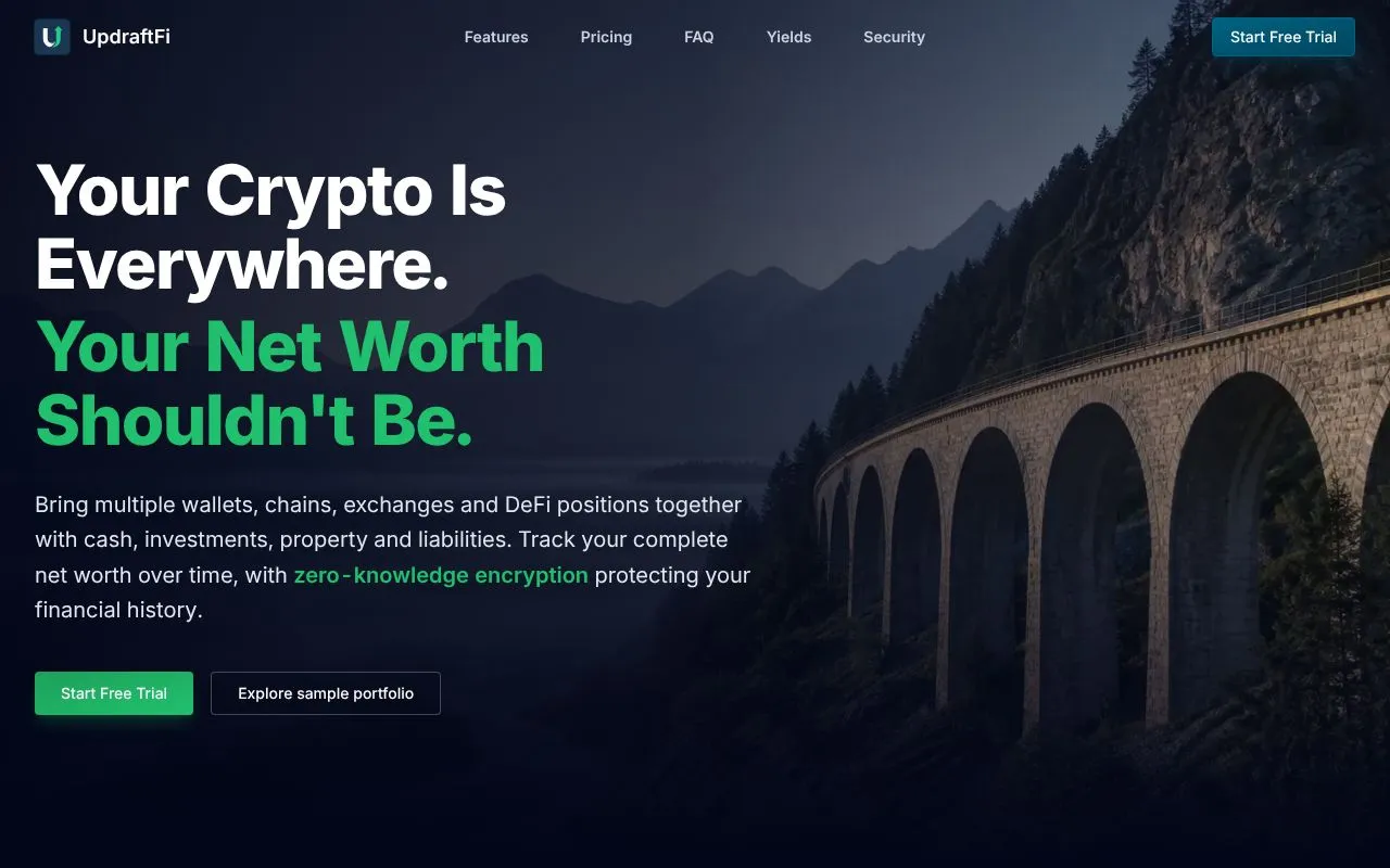 UpdraftFi homepage screenshot