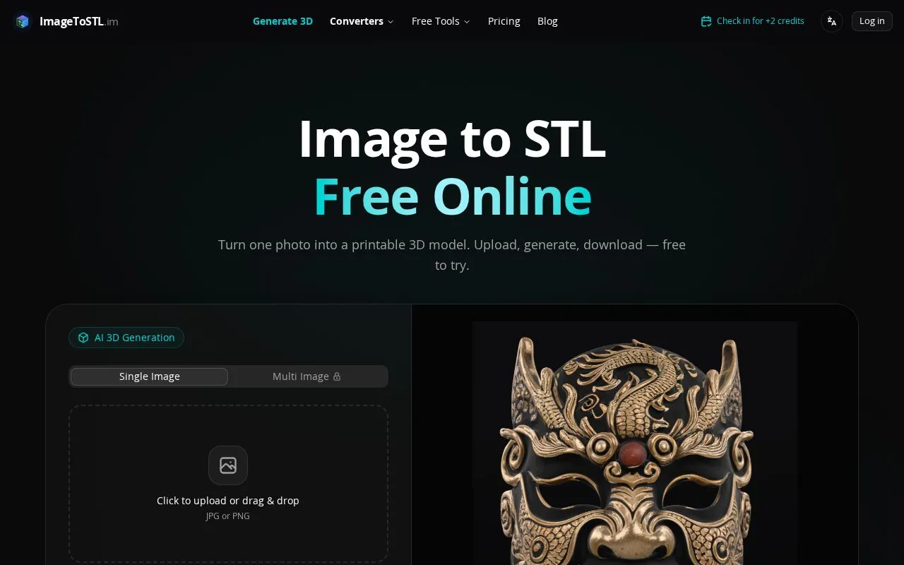ImageToSTL homepage screenshot