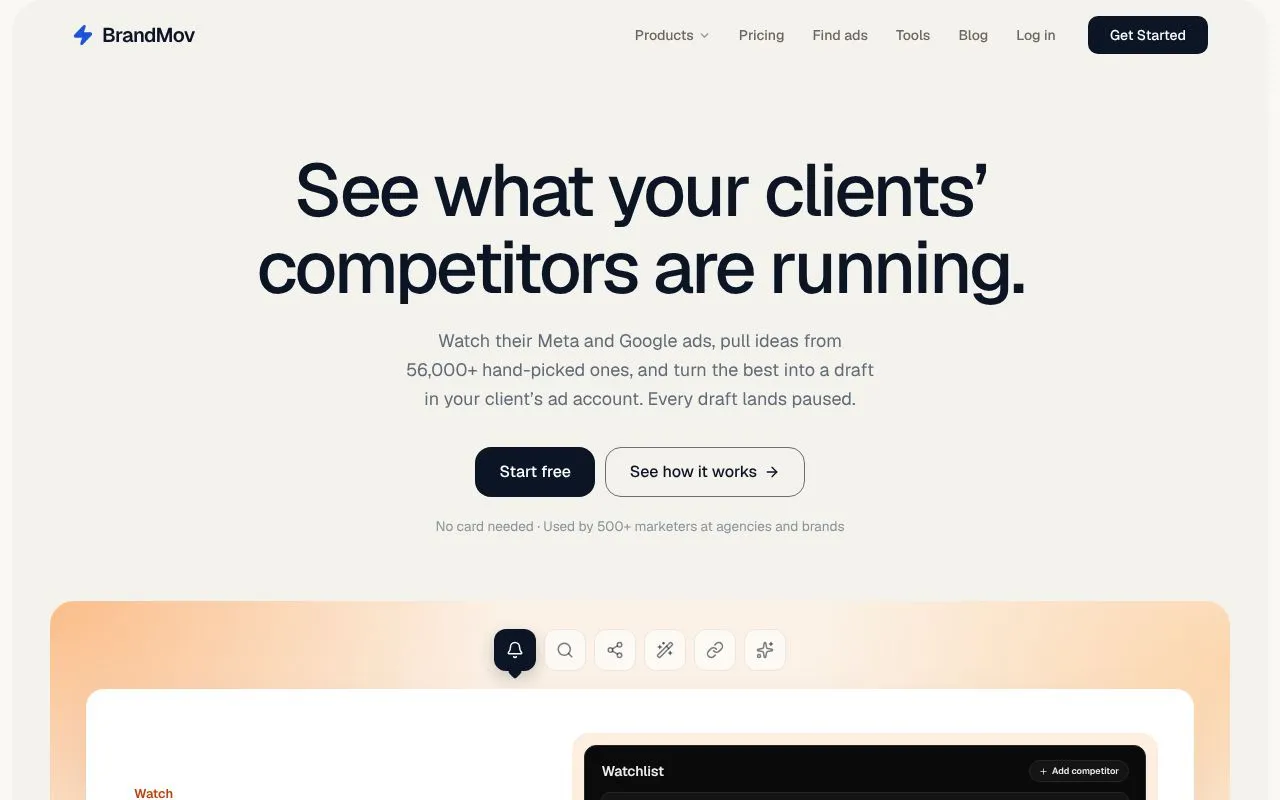 BrandMov homepage screenshot