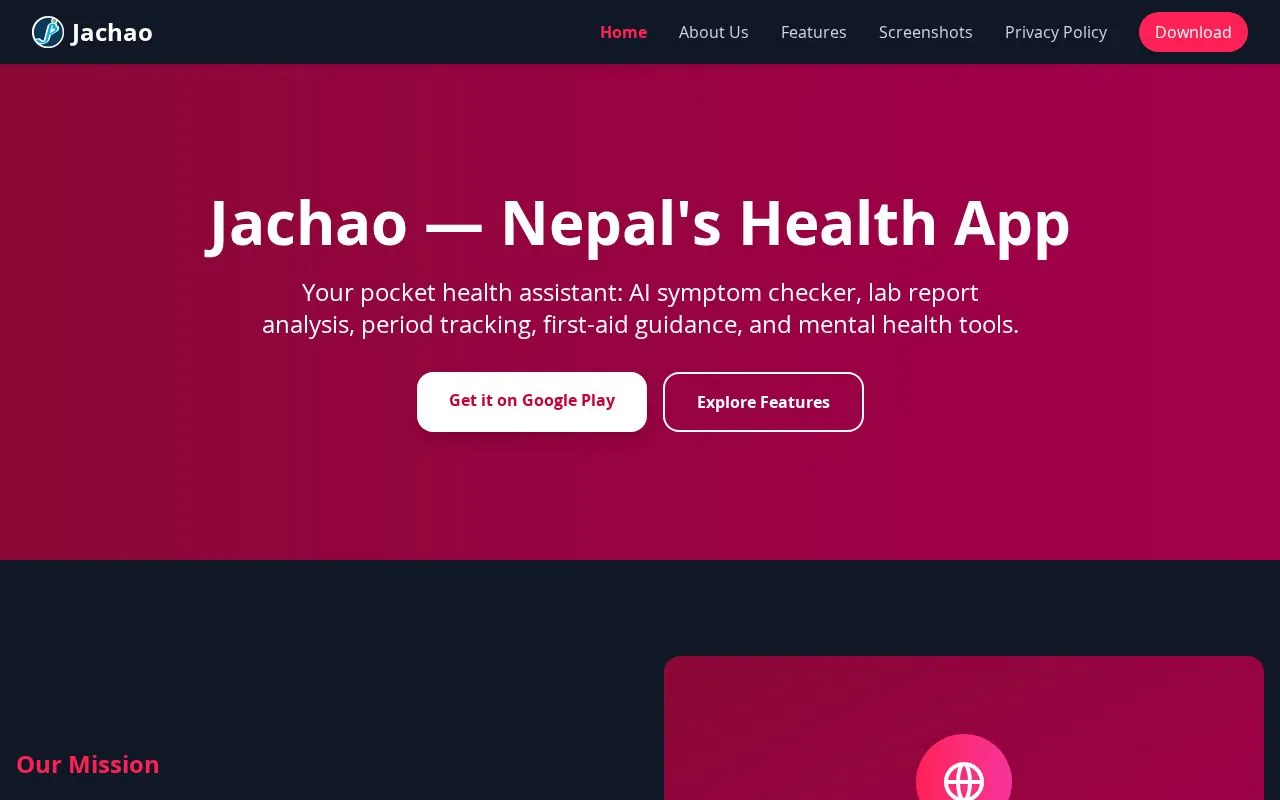 Jachao homepage screenshot