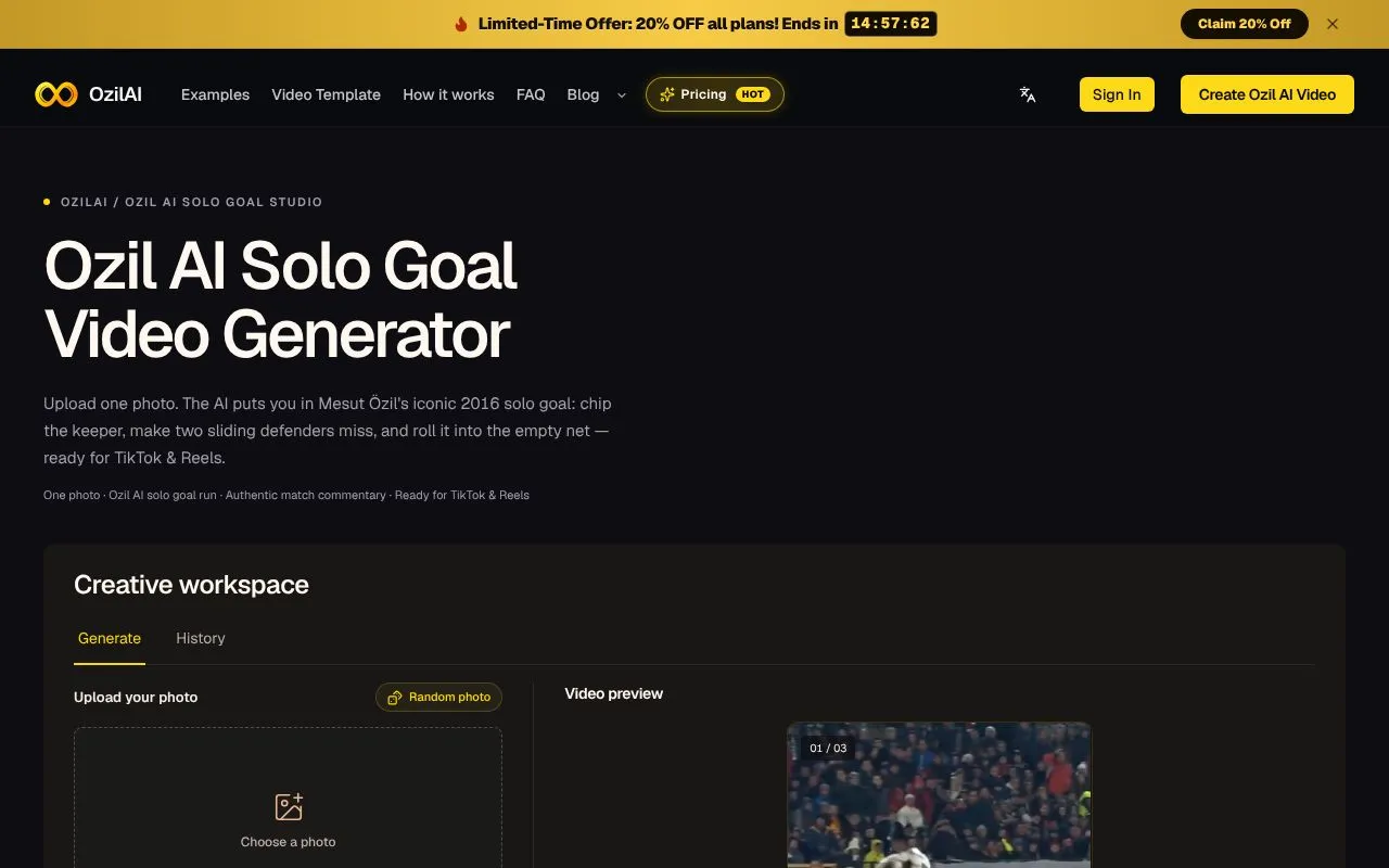 OzilAI homepage screenshot