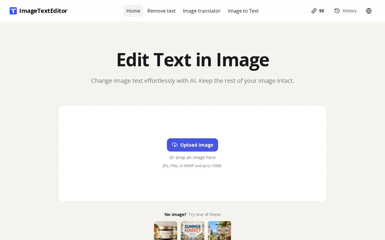 ImageTextEditor homepage screenshot