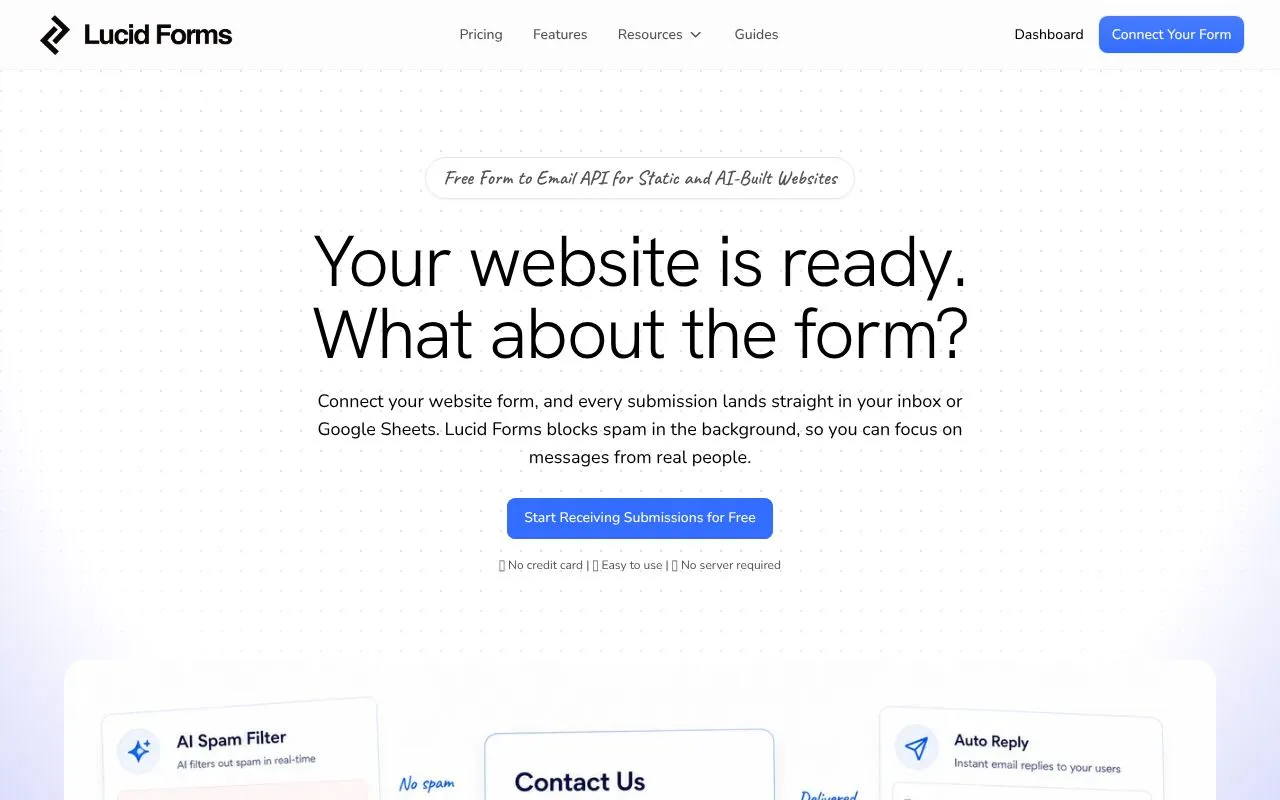 Lucid Forms homepage screenshot