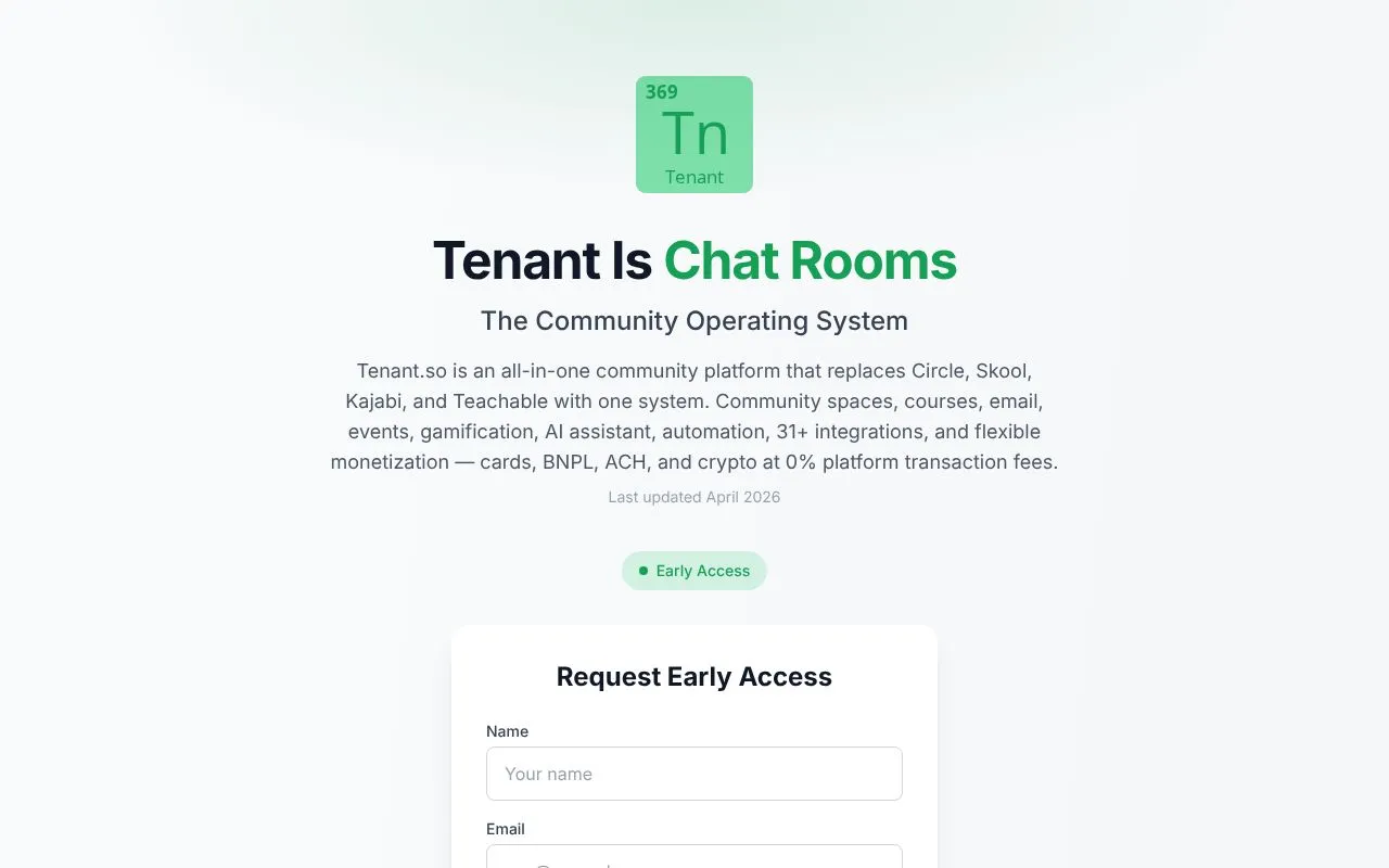 Tenant.so homepage screenshot