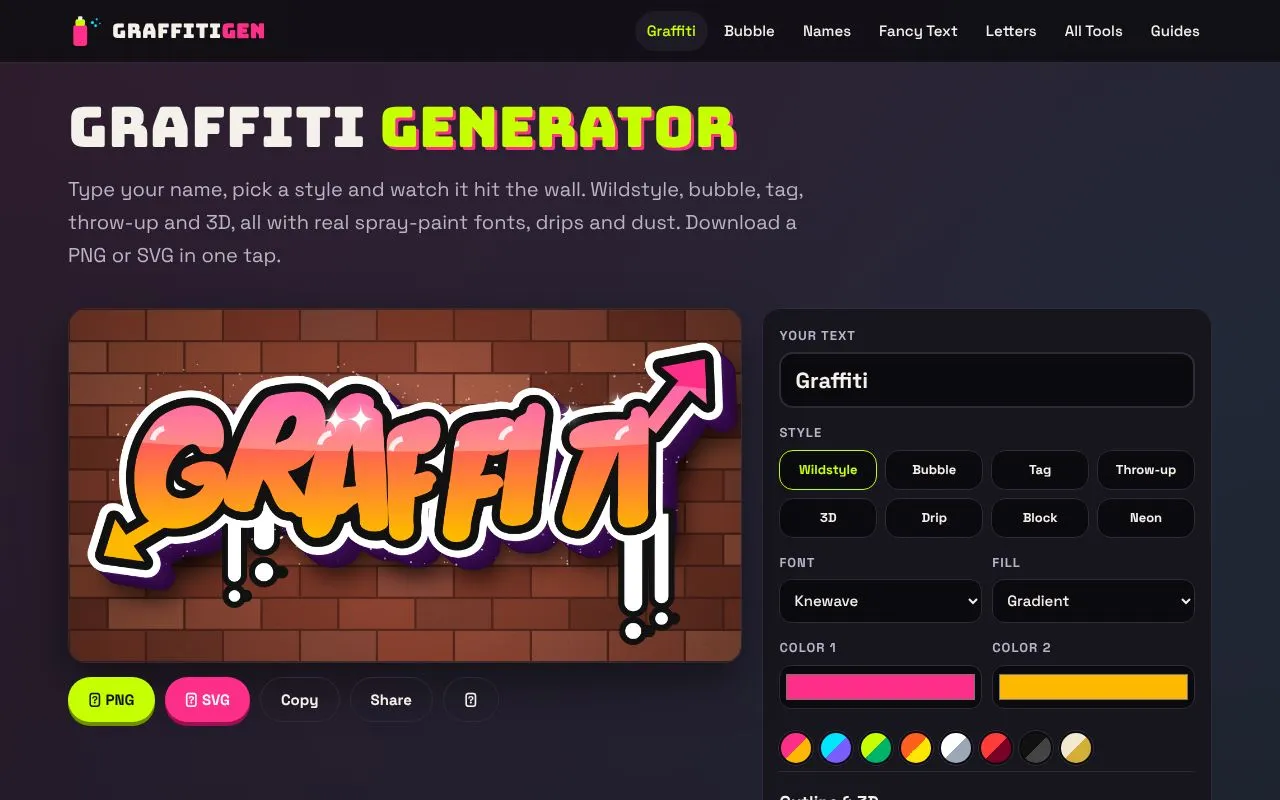 GraffitiGen homepage screenshot