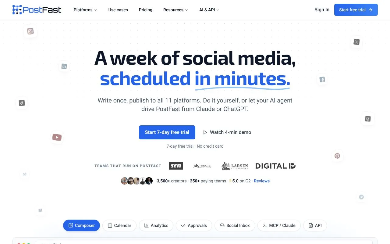 PostFast homepage screenshot