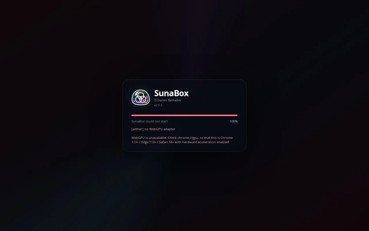 SunaBox homepage screenshot