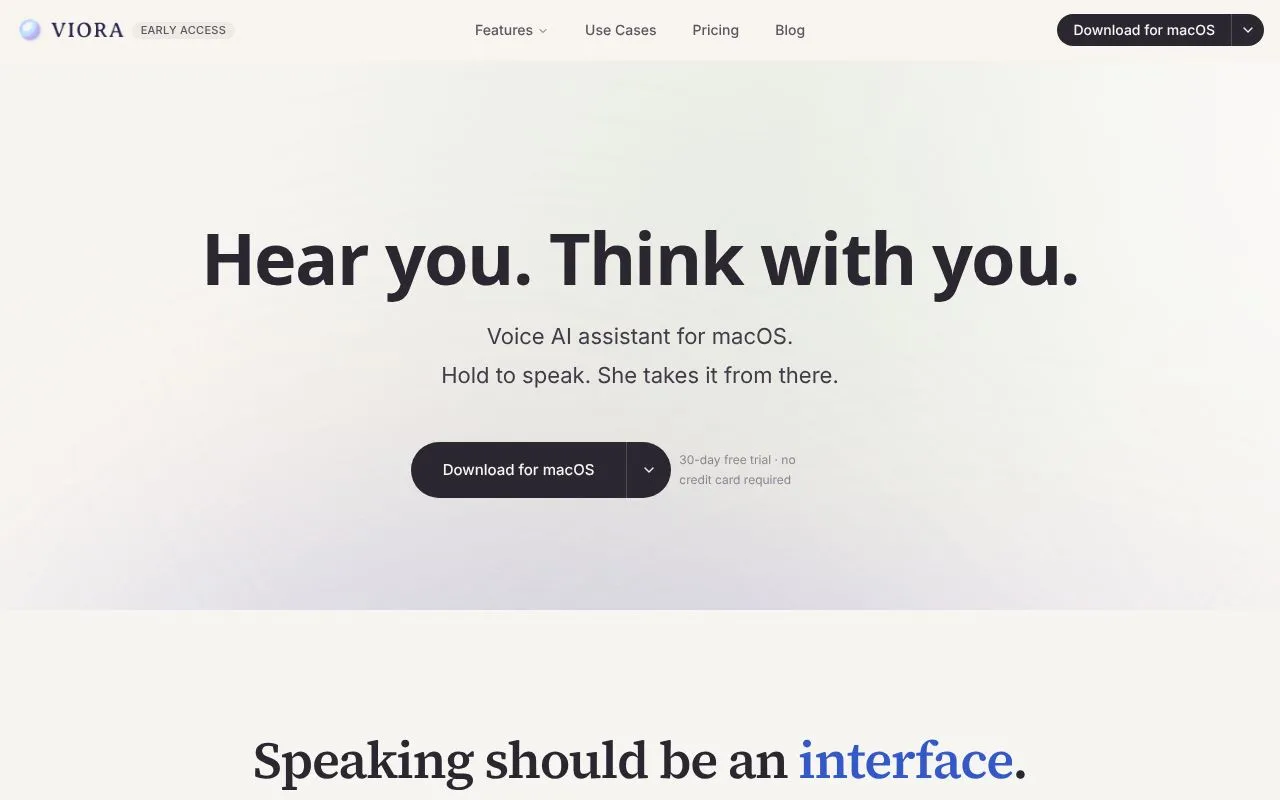 Viora homepage screenshot