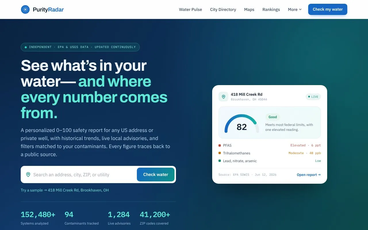 PurityRadar homepage screenshot
