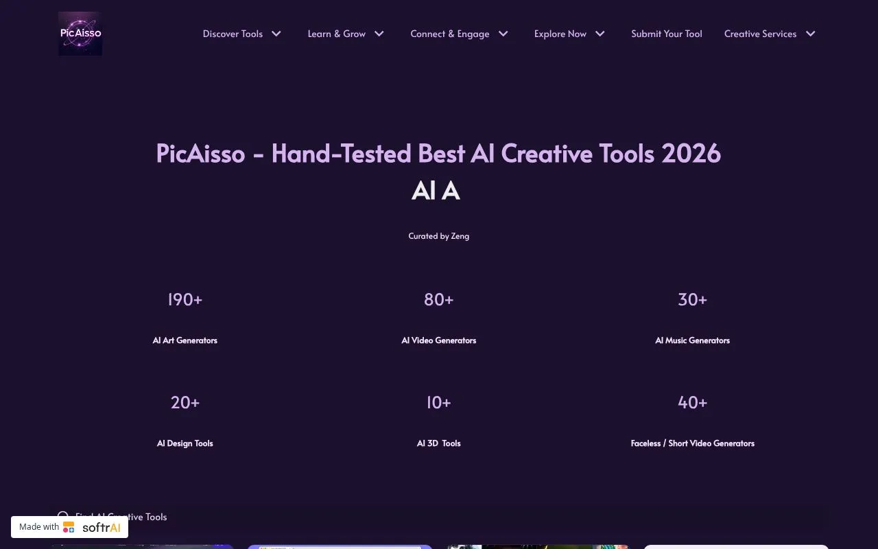PicAisso homepage screenshot