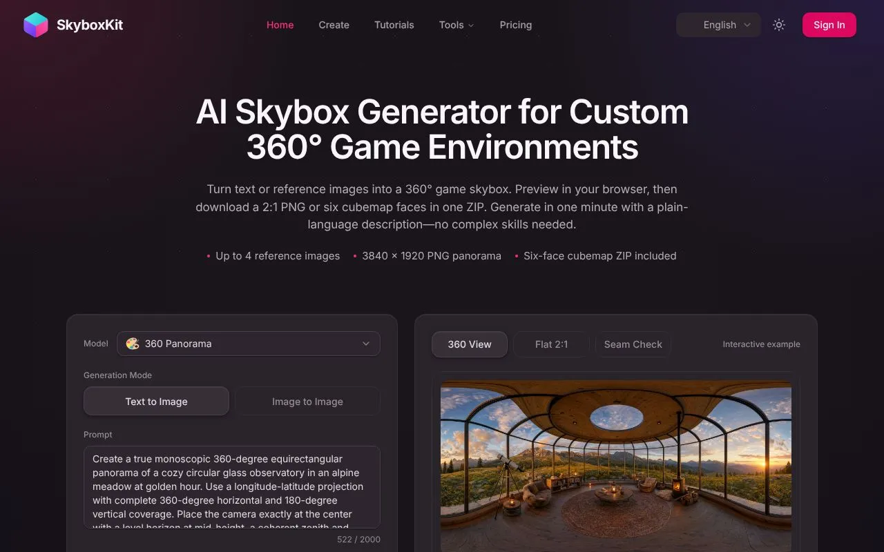 SkyboxKit homepage screenshot