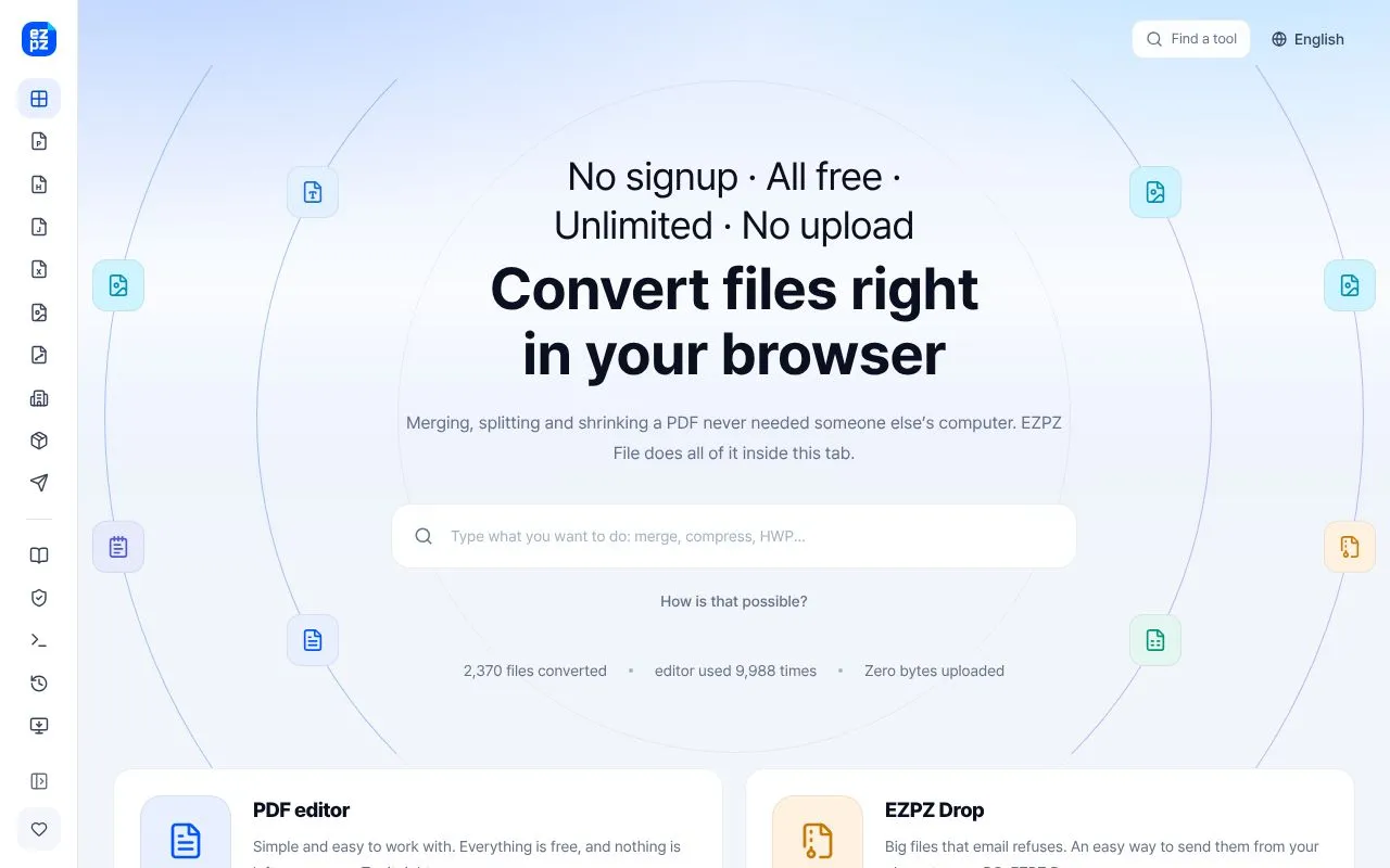 EZPZ File homepage screenshot