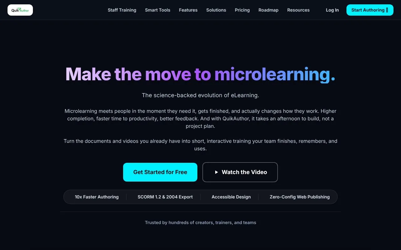 QuikAuthor homepage screenshot