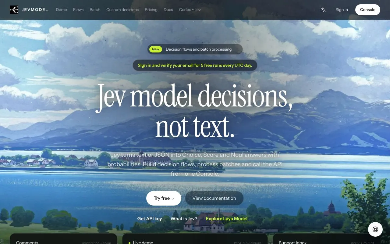 JevModel homepage screenshot