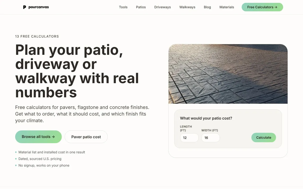 PourCanvas homepage screenshot