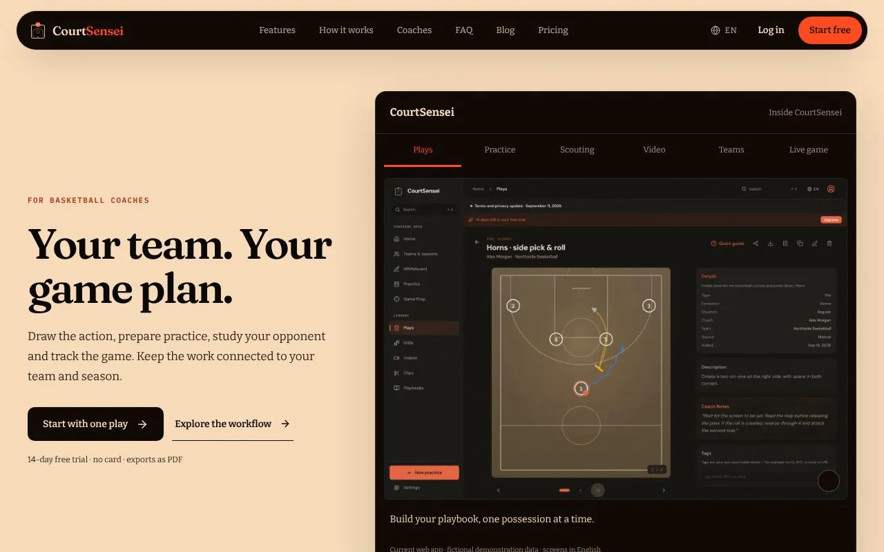 CourtSensei homepage screenshot