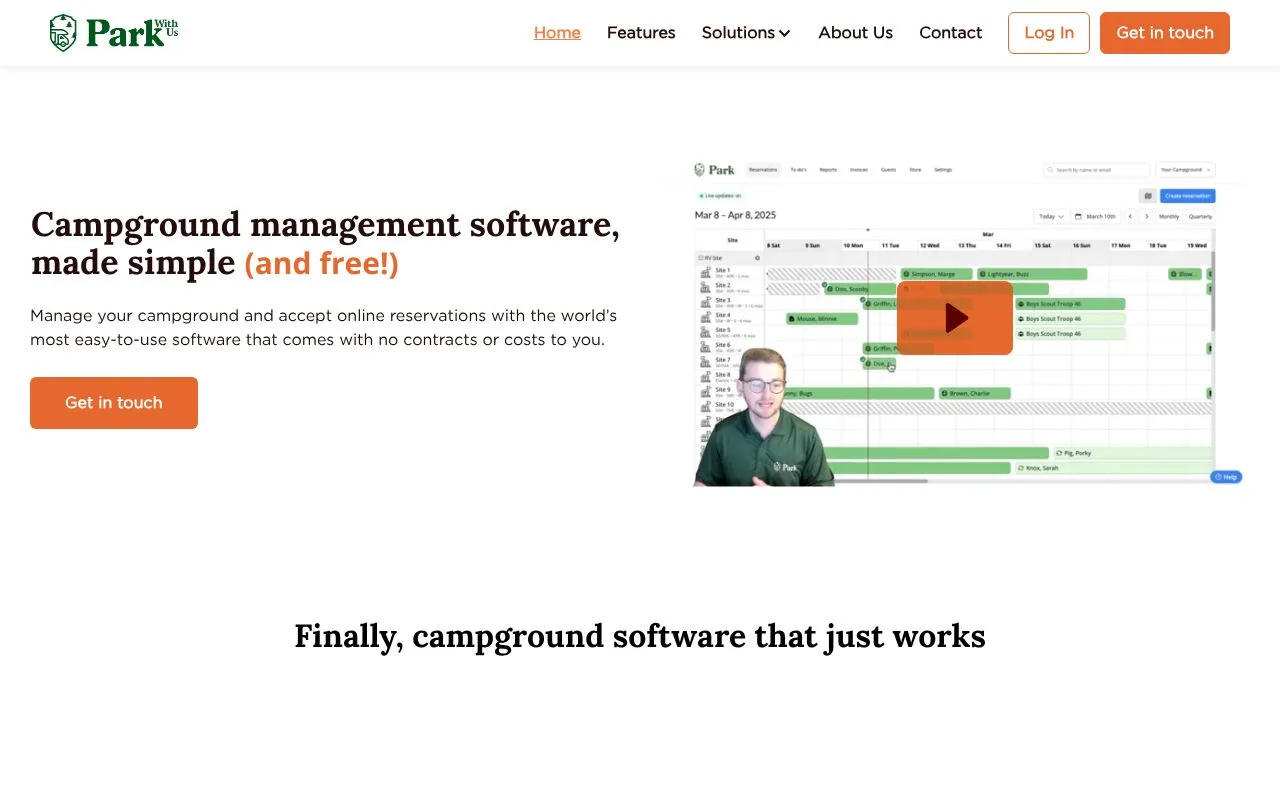 Park With Us homepage screenshot