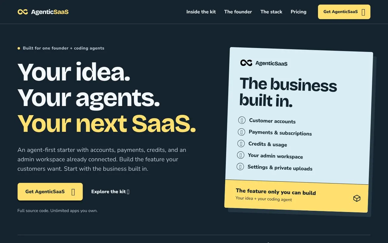 AgenticSaaS homepage screenshot
